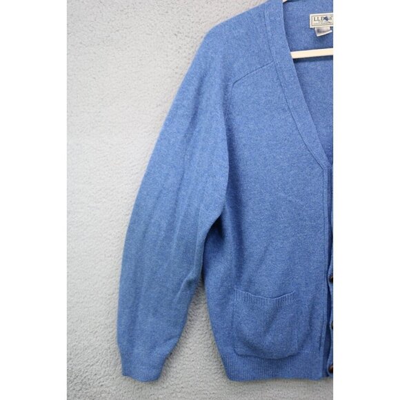 L.L.Bean Men's Button-Up Grandpa Cardigan-100% Lamb's Wool-Large-Elbow Patches - Picture 3 of 11